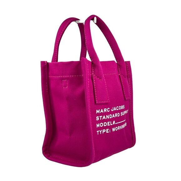 Marc Jacobs Canvas Small Shoulder Crossbody Tote Purse Lipstick Pink Handbag - Picture 3 of 4